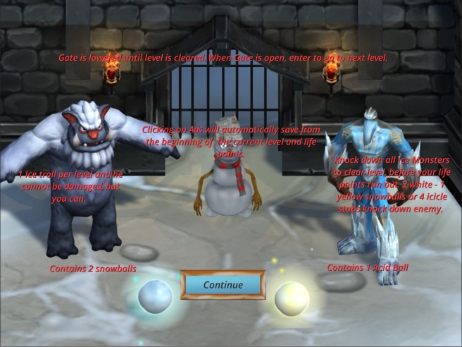 Frosty The Assassin instructions screen showing the troll cannot be killed
